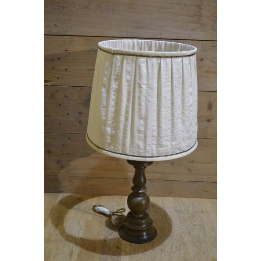 Vintage tafellamp jaren 60 hout en linnen kap-6