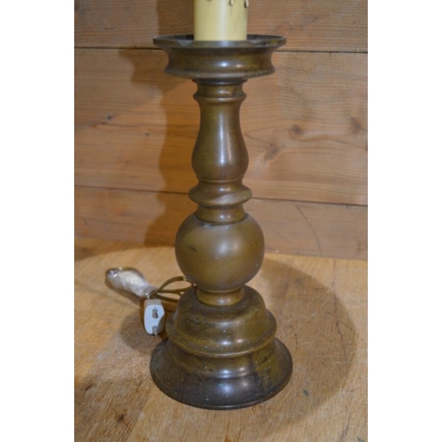 Vintage tafellamp jaren 60 hout en linnen kap-7