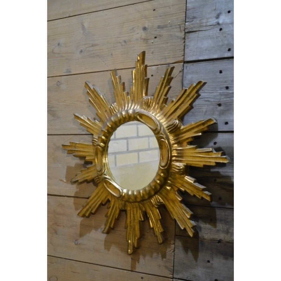 Vergulde zonnespiegel mid century-3