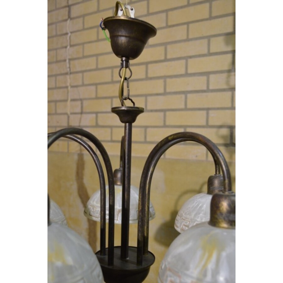Hanglamp messing look met glas-7