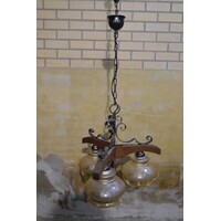 thumb-Eiken hanglamp met glas kapjes-3