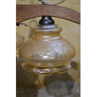 thumb-Eiken hanglamp met glas kapjes-4