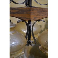 thumb-Eiken hanglamp met glas kapjes-5
