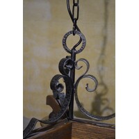 thumb-Eiken hanglamp met glas kapjes-6