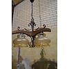 LoodsVol, Tweedehands Eiken hanglamp met glas kapjes