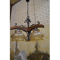 thumb-Eiken hanglamp met glas kapjes-1