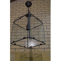 thumb-Vierkante hanglamp glas metaal-2