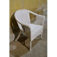 thumb-Witte rotan armstoel in chabby chic vintage stijl-1