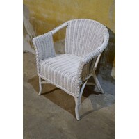 thumb-Witte rotan armstoel in chabby chic vintage stijl-2