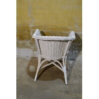 thumb-Witte rotan armstoel in chabby chic vintage stijl-4