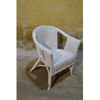 thumb-Witte rotan armstoel in chabby chic vintage stijl-5