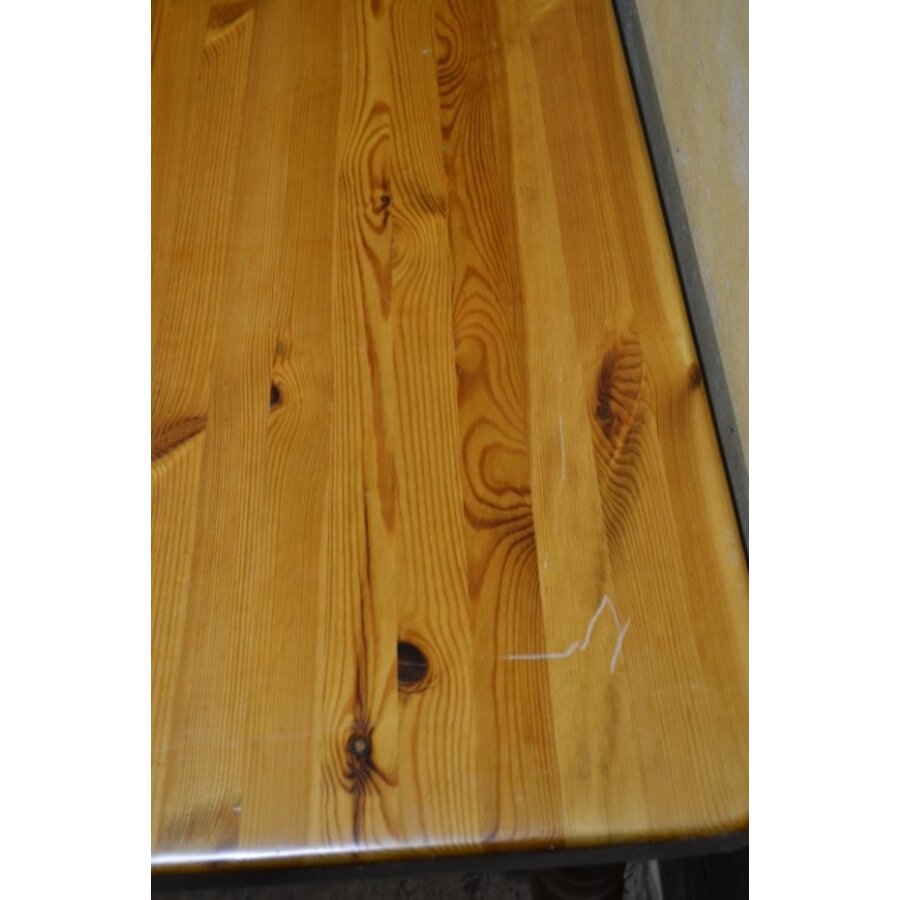 Massief grenen eettafel met gedraaide poten en lade-8