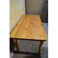thumb-Massief grenen eettafel met gedraaide poten en lade-9