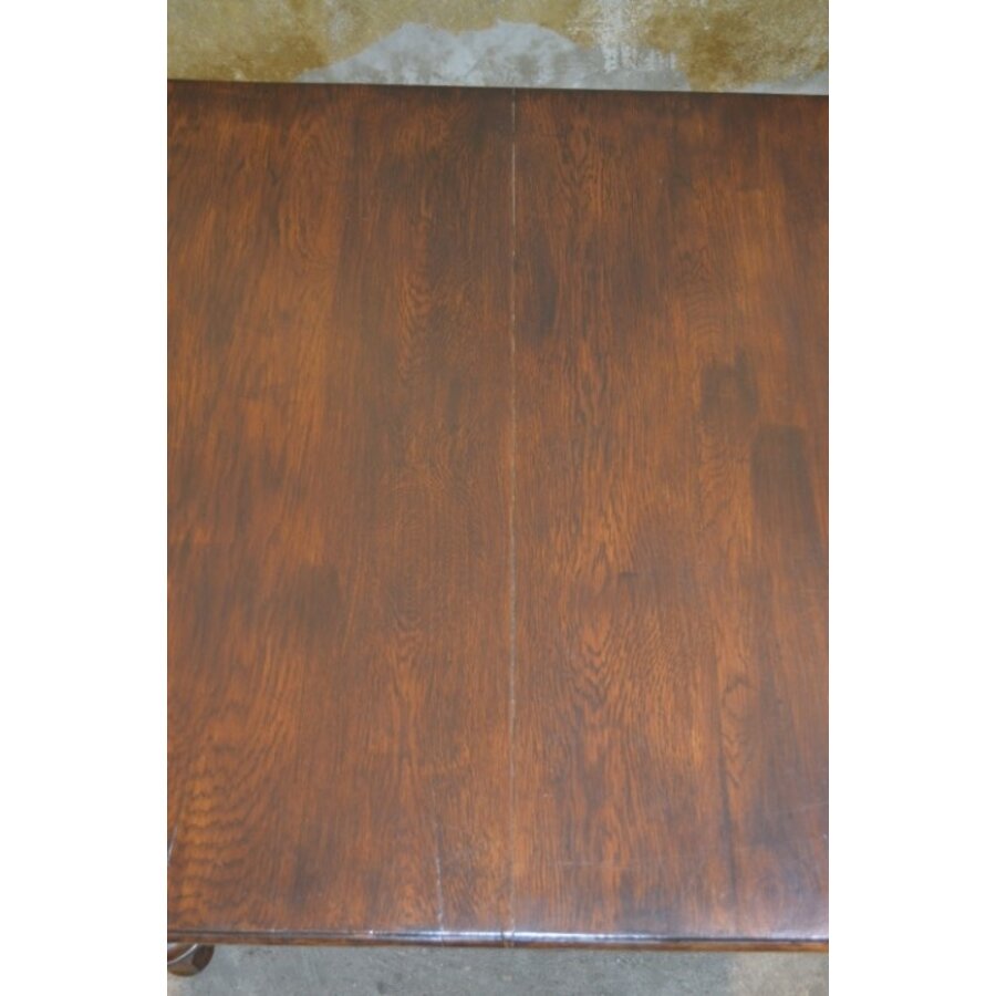 Franse eiken salontafel met gedraaide bolpoten-9