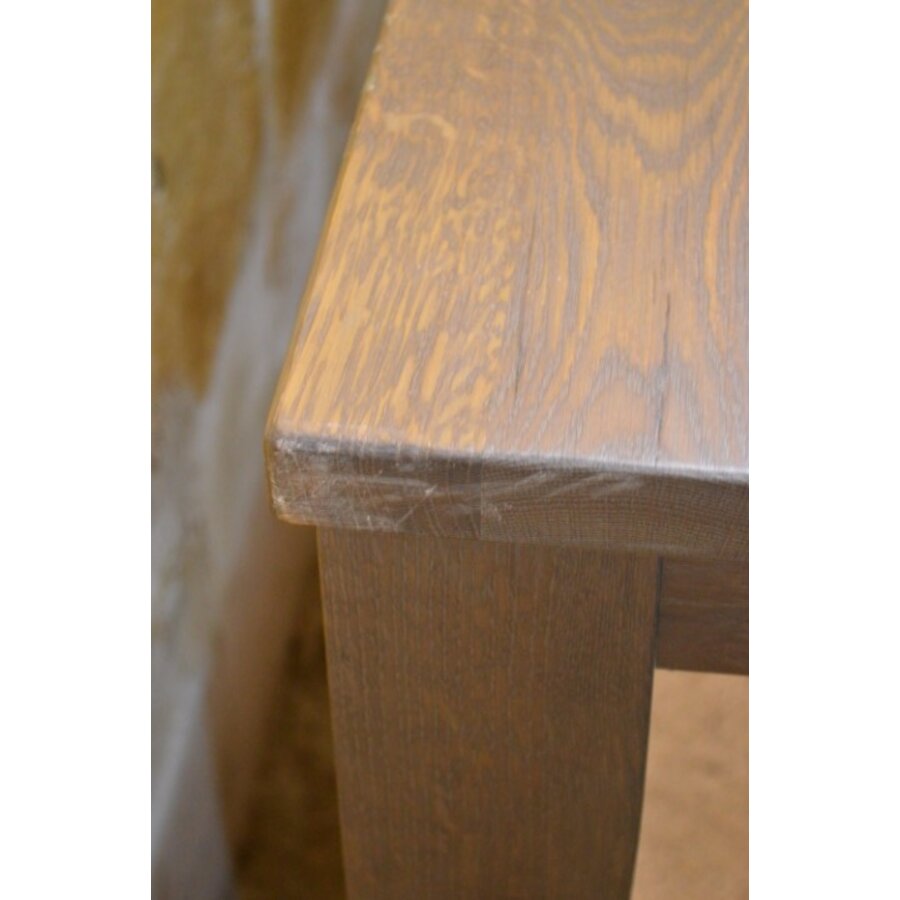 Massief eiken eettafel met metalen frame grey look-5