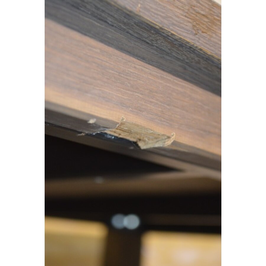 Massief eiken eettafel met metalen frame grey look-7