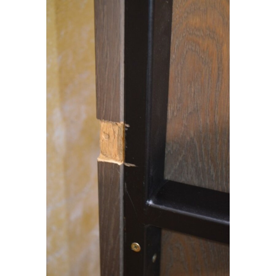 Massief eiken eettafel met metalen frame grey look-10