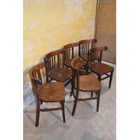 thumb-Set van 6 massief houten stapelbare caféstoelen-2