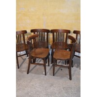 thumb-Set van 6 massief houten stapelbare caféstoelen-1