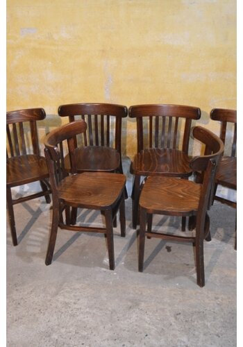 Massief houten caféstoelen 6x 