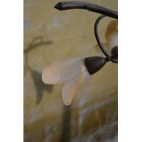 thumb-Klassieke hanglamp kroonluchter van metaal met amberkleurig Murano glas-2
