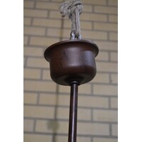 thumb-Klassieke hanglamp kroonluchter van metaal met amberkleurig Murano glas-7