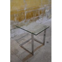thumb-Vintage Gebra bijzettafel van metaal met glasplaat-3