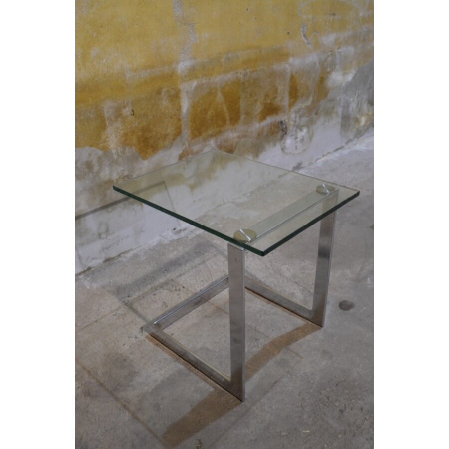 Vintage Gebra bijzettafel van metaal met glasplaat-3