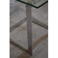thumb-Vintage Gebra bijzettafel van metaal met glasplaat-4