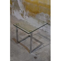 thumb-Vintage Gebra bijzettafel van metaal met glasplaat-5