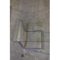 thumb-Vintage Gebra bijzettafel van metaal met glasplaat-6