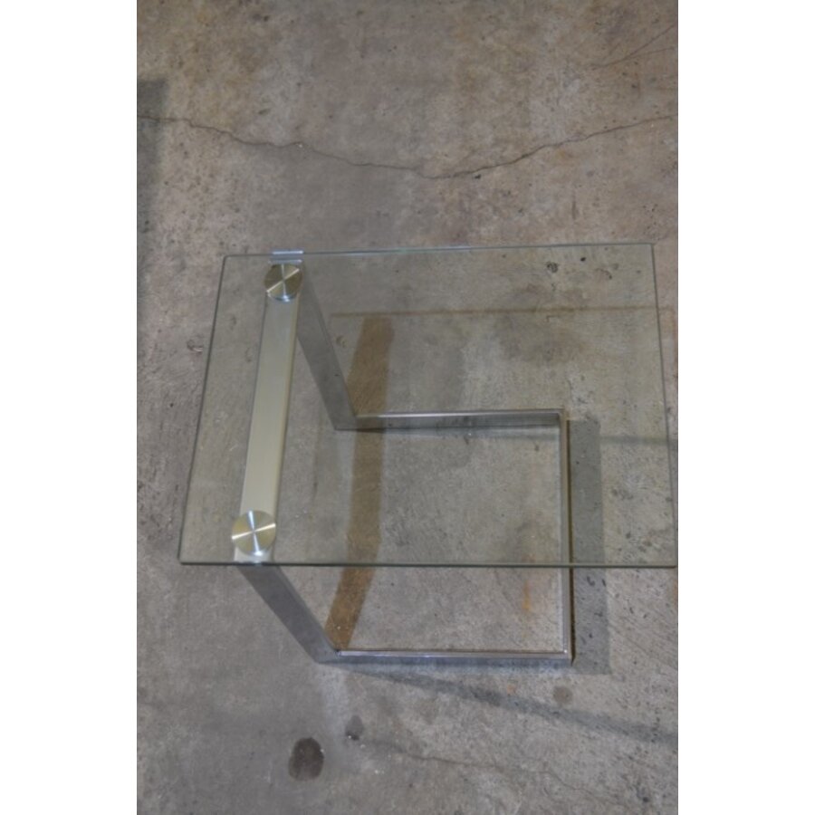 Vintage Gebra bijzettafel van metaal met glasplaat-6