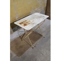 thumb-Antieke Franse bistrotafel van metaal en smeedijzer-2