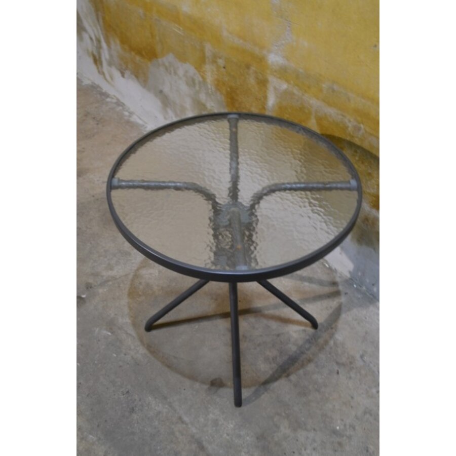 Rond metalen bistrotafeltje met glazen blad-3