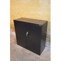 thumb-Zwarte metalen draaideurkast met verstelbare schappen-3