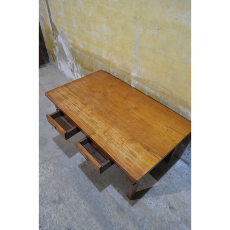 Grote teak salontafel van massief hout met laden-6