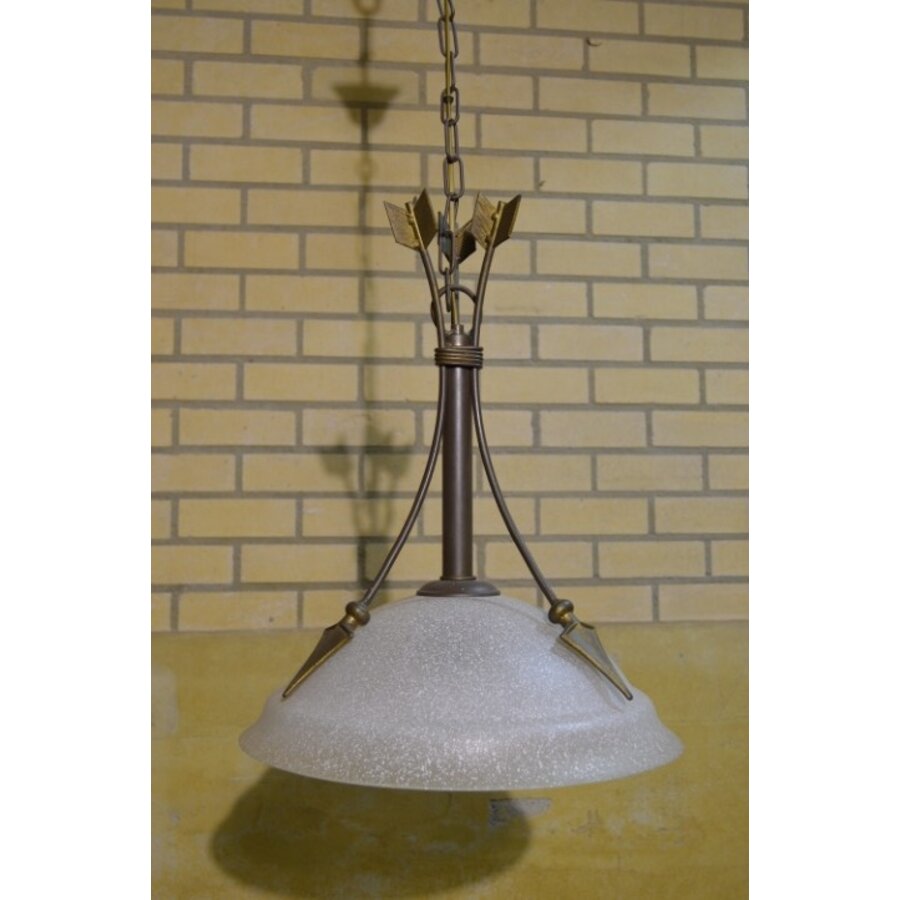 Hanglamp van metaal en melkwit glas-1