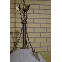 thumb-Hanglamp van metaal en melkwit glas-2