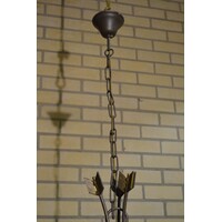 thumb-Hanglamp van metaal en melkwit glas-3