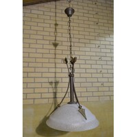 thumb-Hanglamp van metaal en melkwit glas-4