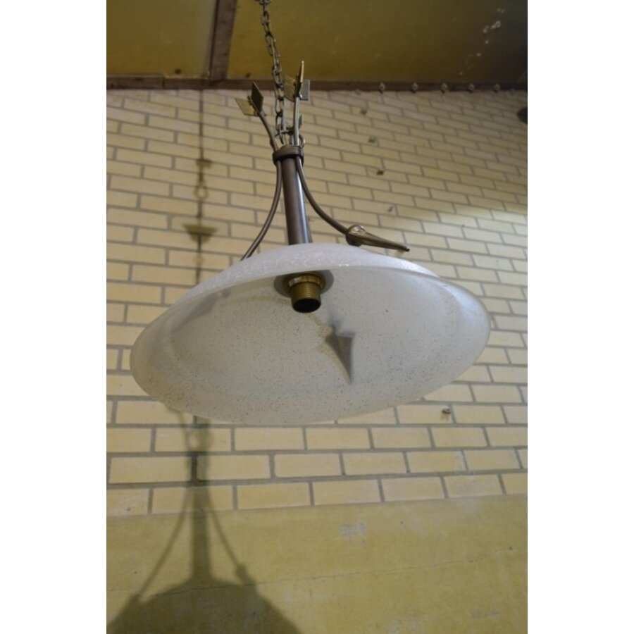 Hanglamp van metaal en melkwit glas-5
