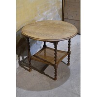 thumb-Antieke ronde eiken salontafel met webbing-1