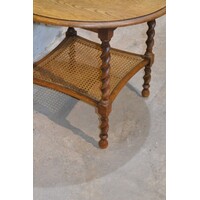 thumb-Antieke ronde eiken salontafel met webbing-2