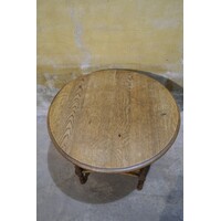 thumb-Antieke ronde eiken salontafel met webbing-5