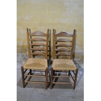 thumb-Eiken knopstoelen met rieten zitting set van 2-2