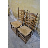 thumb-Eiken knopstoelen met rieten zitting set van 2-3