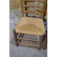thumb-Eiken knopstoelen met rieten zitting set van 2-6