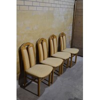 thumb-Blank eiken eetkamerstoelen met velours bekleding-1