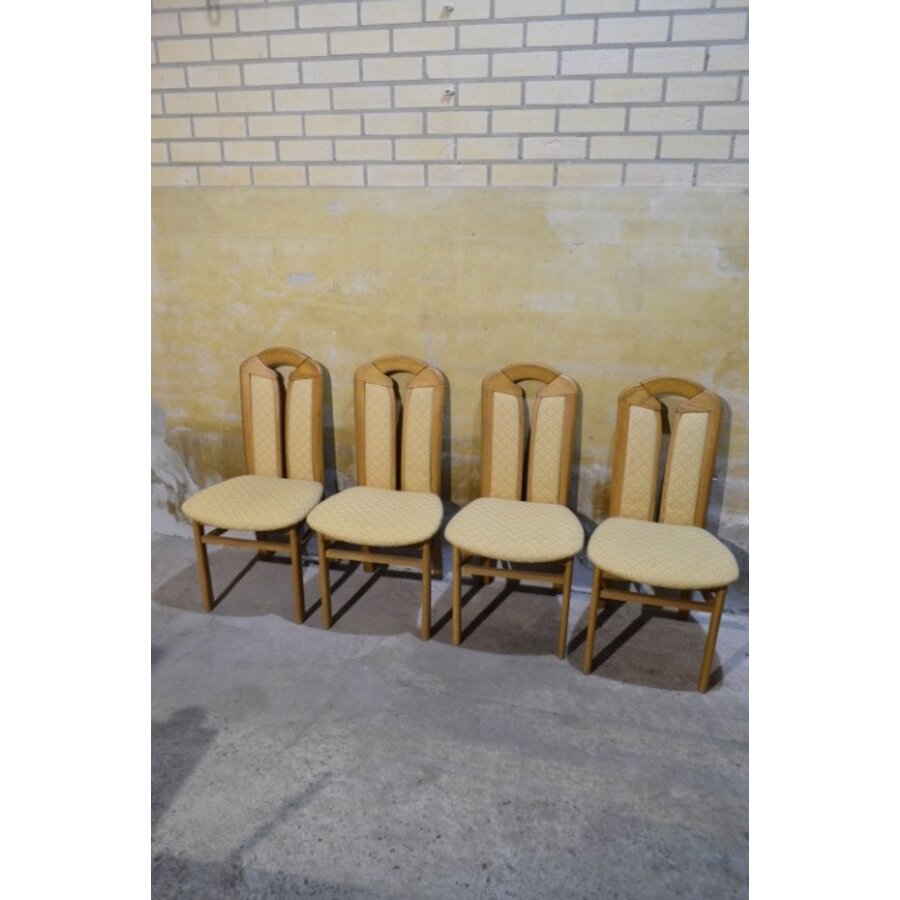 Blank eiken eetkamerstoelen met velours bekleding-3