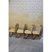thumb-Blank eiken eetkamerstoelen met velours bekleding-7